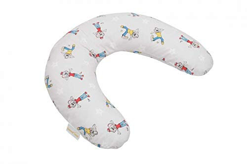 gws Family Nackenkissen Babyhörnchen Ed & Edda 100x21cm weich & anschmiegsam hochwertige EPS-Micorperlenfüllung TÜV Zertifiziert Nackenstütze Kuschelkissen Farbe Sterne grau mellage
