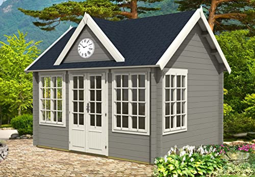 Abri de Jardin Clockhouse-70 Royal ISO en Bois de la Marque Alpholz | abri de Jardin et de Loisirs | Chalet de Jardin | Rectangle, Construction en madriers, cabane de Jardin, Toit en bâtière, épai