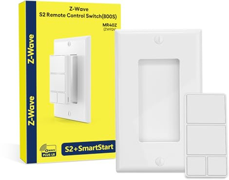 Minoston 800 Series Z-Wave Scene Controller, 4 ZWave Button, Zwave Plus Wall Switch Remote Control, Support Long Range, Work with Z Wave Hubs (MR40Z)