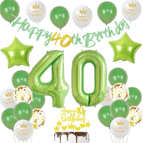 Grün 40. Geburtstag Dekoration frau ,Grün Tortendeko Geburtstag 40 Jahre mann,40 frauen mann Party Deko,Tortendeko 40. Männer frauen,Geburtstagsdeko 40 Jahre