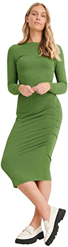 NA-KD Vestido Midi de Punto Fruncido para Mujer, Verde (Forest Green), M