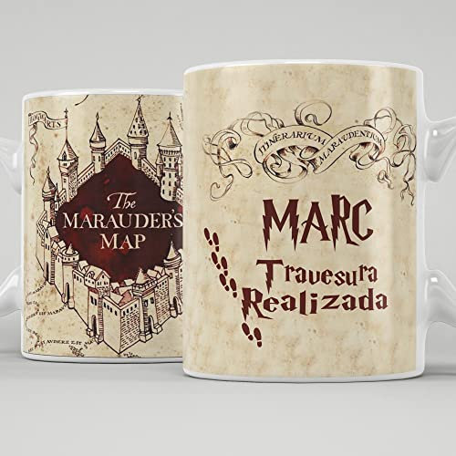 Taza personalizada con nombre en el mapa más famoso del mundo mágico, cerámica calidad premium350ml hecha a mano, regalo super original