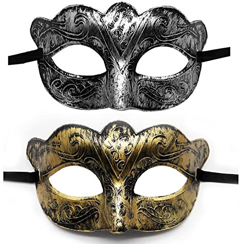AMFSQJ 2 Pièces Masque VéNitien, Masque de Mascarade en Métal Masques VéNitiens Sexy de Mardi Gras, Mascarade Masque d'halloween