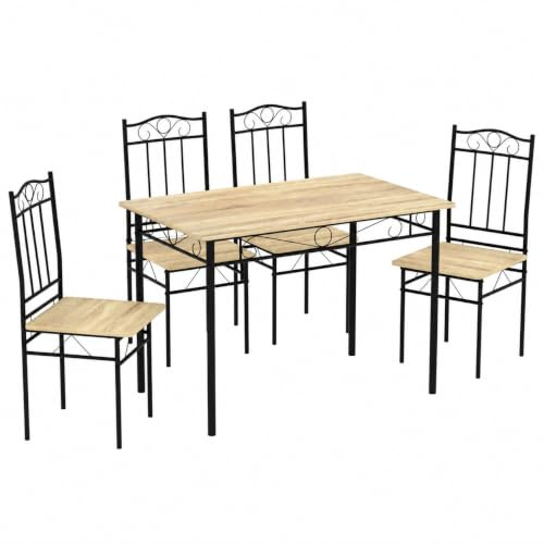 IPOTIUS Table a Manger avec 4 Chaises, 4 Personnes, 109×69cm, Couleur Hêtre
