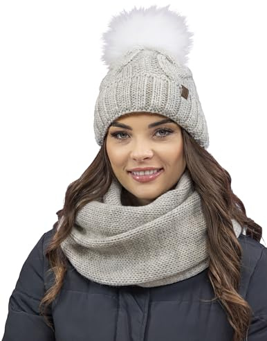 VIVISENCE Wintermütze Mit Bommel Damen Warmes Ideal Für Kalte Wintertage 7014