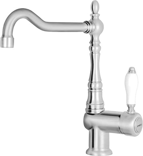 Kitchen Sink tap Made of Brass with a Fixed spout from Smeg Coloniale - Satin Nickel - MIR6NS-1