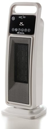 Ariete 8212 Stufa elettrica a torre, 2000W, Funzione ventilazione, Funzione oscillazione, Timer fino a 8 ore, Led display, Tecnologia ceramica, Basso consumo energetico, Bianco