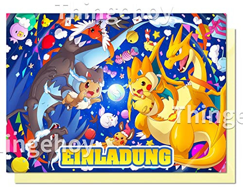 Thingehoy Einladungskarten Kindergeburtstag Junge Mädchen Deutsch, Einladungskarten Geburtstag, 12er Set Mit Umschlag