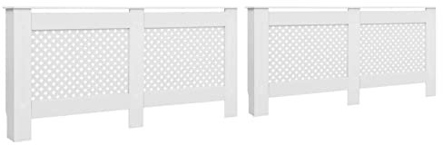 BULANED Heizkörperverkleidungen 2 STK Heizkörperabdeckung, Heizung Verkleidung, Radiator Cover, Verkleidung Heizkörper, Heizungsabdeckung, Weiß 152×19×81,5 cm MDF