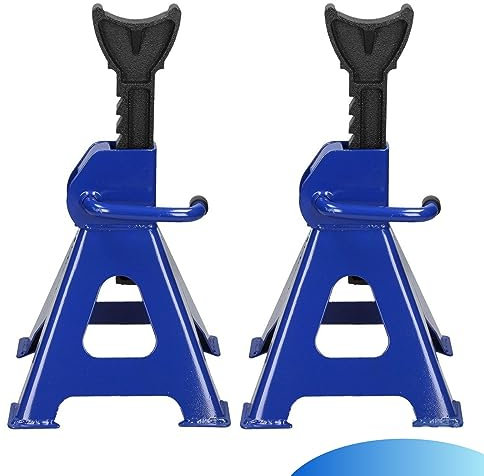 Qimu 2Pcs Heavy Duty 3 Ton Axle Stands for Car Van Adjustable Axle Jack Stands Steel Car Repair Stand Lifting Tool, Ratchet Type Support Lift 29-43cm
