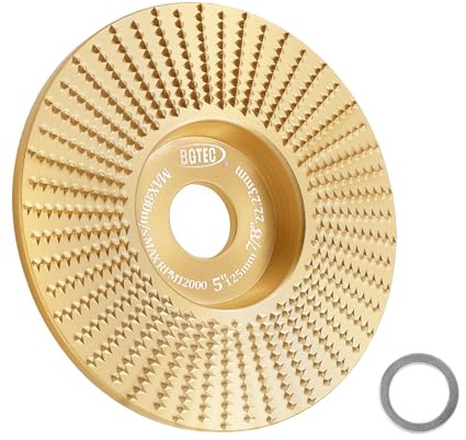 BGTEC Intaglio Legno Mola Disco Abrasivo，125MM*22.23MM Aereo Disco Raspa per Legno per Levigatura Intaglio Modellatura Lucidatura – Disco per Legno Smerigliatrice