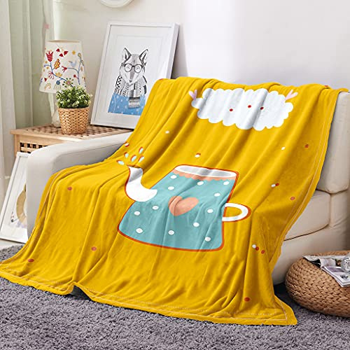EHOMERY Manta Sofa Verano Colcha Fina Verano Mantas Sofa Etnicas Cobija Termica Invierno Paisaje Manta Verano Mantas Decorativas Suaves Y Cómodas Amarillo 100x70cm