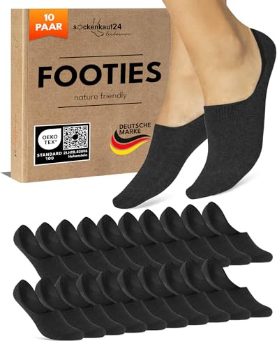 sockenkauf24 10 Paar Füßlinge Damen Herren Unsichtbare Sneaker Socken Atmungsaktiv Baumwolle 70103T (Schwarz 39-42)