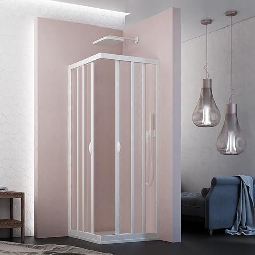 Eckdusche aus Acryl mit seitlicher Schiebeöffnung