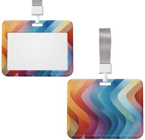 Ausweishalter mit Umhängeband, verschiebbar, vertikale Kunststoffhülle, Regenbogen-Kurve, Kartenhalter für Arbeits-Ausweis, U-Bahn-Karte, Zugangskarte