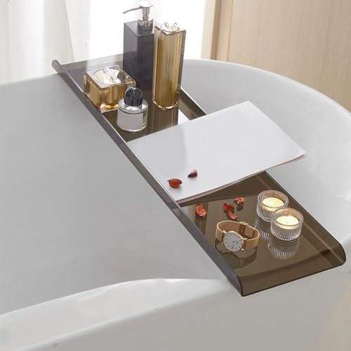 GIYDNEI Acryl-Badewannen-Caddy-Tablett, Klarer Badewannenhalter, Badewannen-Tablett-Tisch Für Badezimmer, Luxus-Badezimmer-Organizer-Zubehör,Schwarz,70cm/27.5in