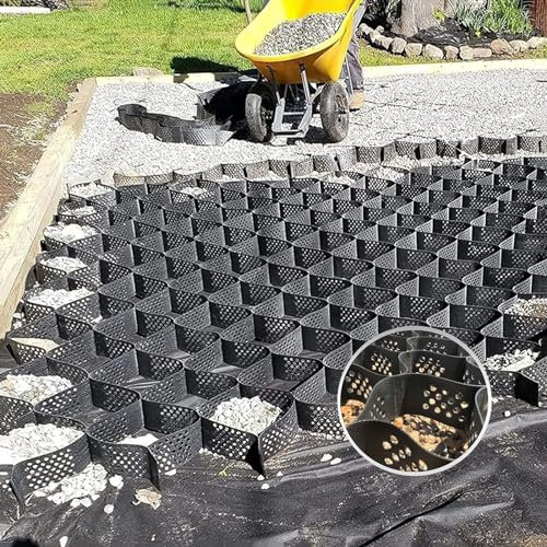 Robustes Geo-Gitter für Einfahrten, 5,1 cm Höhe, Geogitter, Bodenstabilisator für Erbsen, Kies, Schlamm, ideal für Parkplätze im Freien und Gartenwege, Größe: 2 x 10 m