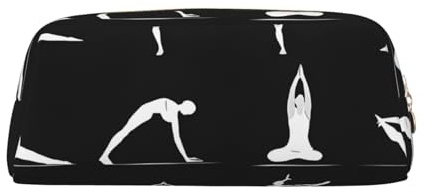 ASPOIJHN Vielseitiges Yoga-Federmäppchen aus Leder, stilvolle Aufbewahrungstasche für Schule, Büro, Schreibwaren, Kosmetiktasche, Münzen, Organizer, gold, Einheitsgröße, Krawattenetui
