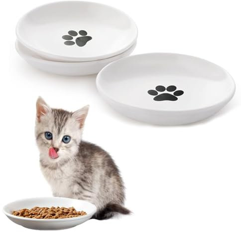 Keramik Futternapf Katze, 3 Stück Futternapf Katze Keramik, Katzenteller Flach Keramik, Keramik Katzenfutterschalen, Futternapf Katze Keramik, Flacher Katzennapf Keramik, für Katzen und Kleintiere
