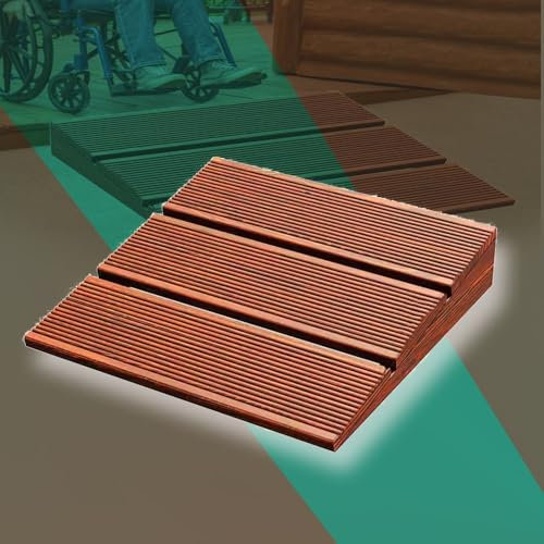 QSPNVFB Bordsteinrampen Holz Steigungsrampe, Tragbare Rollstuhlrampe Türschwellenrampe, Mobil Gehwegrampe Fahrrad Auto Auffahrrampe 8cm 10cm Anstieg(30x30x8 cm)