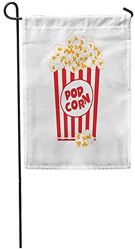Garten Flaggen Große Rote Popcorn-Box Mit Weißem Eimer Und Gebuttertem Karton Im Kino Personality Flags Lebendige Farbe Feiertage Flags Uv-Beständig Garten Banner Für Parade Party 30x45cm