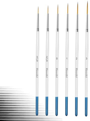 Himmlfel Rigger Brush Set, 6 Pcs Rigger Brushes for Painting Fine Long Lines, Thin Lines, Blades of Grass, Hair and More. Paint Brushes for Acrylic, Watercolour, Oil and Gouache Painting