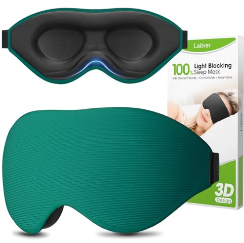 Schlafmaske für Seitenschläfer, Laitver Aktualisiert Augenmaske | 3D Lichtblockierend, Bequem & Atmungsaktive Druckfrei Schlafbrille mit Verstellbar Gummiband für Reisen,Marineblau