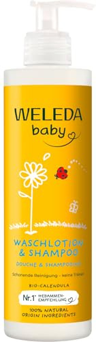 Weleda Baby Shampoo & Body Wash, Baby Bath, Kids Shampoo & Wash, Sensitive Calendula, Dermatologically Tested, 100% Certified Natural, 96% Recycled Packaging, 400ml, Packaging May Vary