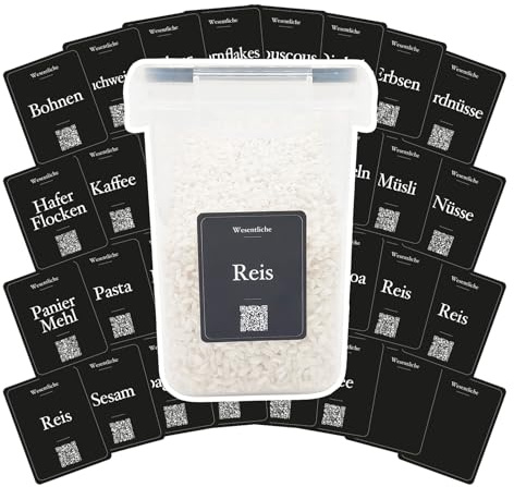 32 etiketten vorratsdosen Wesentliche Schwarz auf Deutsch - küche aufbewahrung & organisation, etiketten küche vorrat, küchenetiketten, beschriftung vorratsdosen, küchenzubehör, küchen gadgets