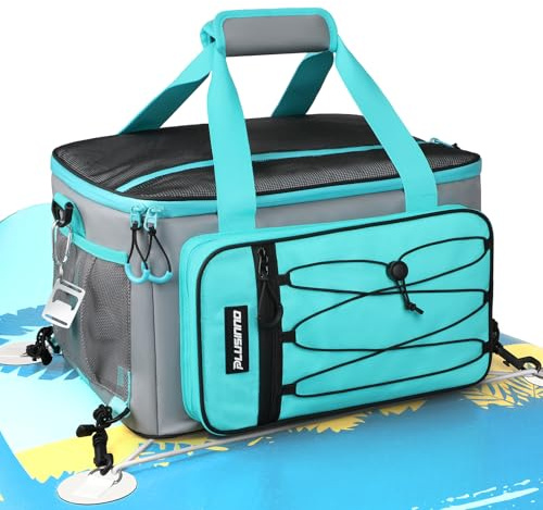 PLUSINNO Paddelboard-Kühler, wasserdichter SUP-Kühler, strapazierfähiges PVC-Material, Paddelboard-Tasche mit TPU-Reißverschluss, 12 Taschen für 42 Dosen, Paddelboard-Zubehör für Strand, Camping