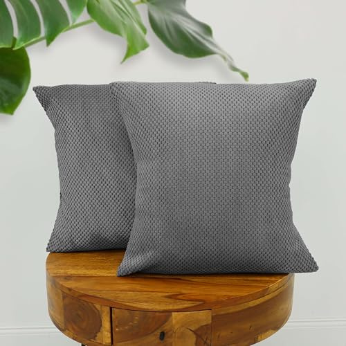 Amilian 2er Set Kissen mit Füllung und Bezug – Dekokissen für Sofa, Bett oder Couch – Zierkissen Set mit weichem Innenkissen – Waschbar & stilvoll - Nebelklang - 50 x 50 cm