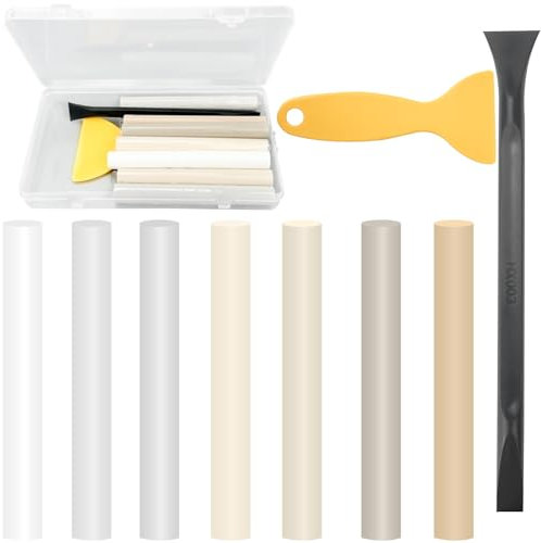 Kit de réparation de parquet stratifié, 7 couleurs, kit de réparation de cire dure, pour planchers en bois, meubles, plan de travail, kit de réparation de meubles, couverture de sol en bois, avec 2