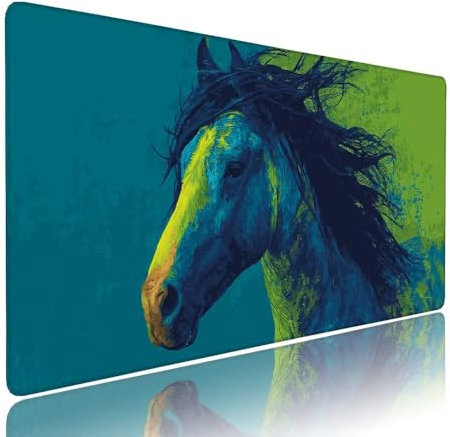 Gaming Mouse Pad Green xxl Non Slip Waterproof Keyboard Mats Horse Extended Large Small Mouse Mat 27.6x15.7x0.12in for Laptop Desk Pad Office and Home Desk Protector, With Rubber Base Stable d-904