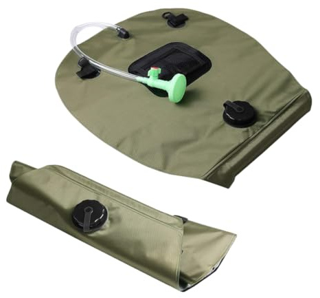 ibasenice Campingdusche Solardusche für Outdoor Aktivitäten Tragbare Dusche mit Temperaturanzeige für Camping Wandern Angeln und Olivgrün