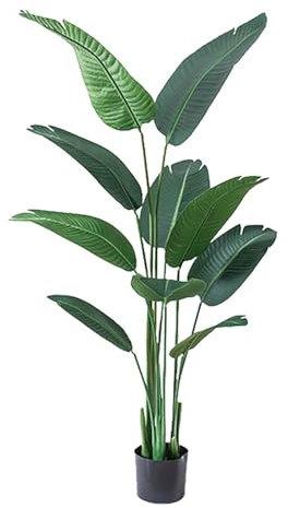 Artificiel Faux Palmier Tropical Avec Feuilles Plante Artificielle Banane Plante Bananier Plante En Pot Plantes Artificielles Pour Intérieur Extérieur Maison(180cm/5.9ft)
