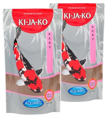 KI-JA-KO Baby Koi Futter für Jungkoi. Reich an Fisch- und Pflanzenproteinen für gesundes Wachstum. Pellets für Junge Koi, unterstützung Verdauung, Starke Farben – 1 kg / 2 mm (2×500 g)