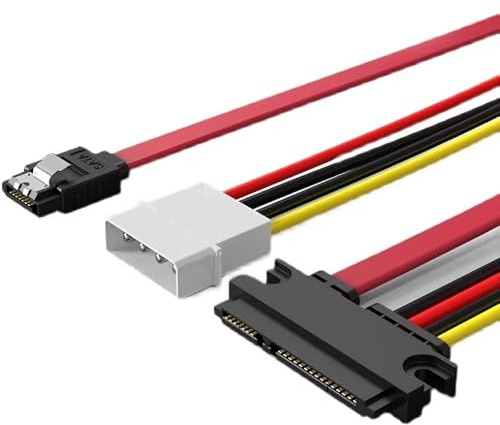 ELFJMZP Cable combinado de datos SATA de 7 + 15 pines de 22 pines a Molex de 4 pines de alimentación + cable de datos SATA para placa base - 30 cm (ro (50 cm)