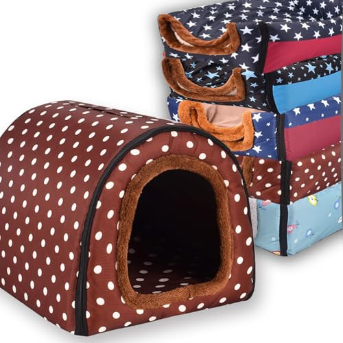 Extra großes Hundebett, 2-in-1-Haustierhöhle, wasserdicht, luxuriös, beruhigendes Hundehaus, Katzenzelt, Bett mit abnehmbarem weichem Kissen, rutschfester Boden, Outdoor-Hundebetten (K,76 x 56 x 55 cm