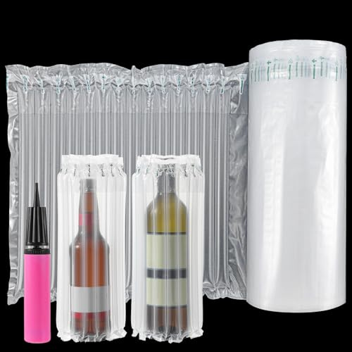 12x164' Large Bubble Cushioning Wrap for Packing, Inflatable Air Pillows for Shipping & Moving Bottle Travel Protector Bags Heavy Duty Space Saving Box Filler Shipping Supplies with Pump, 55um
