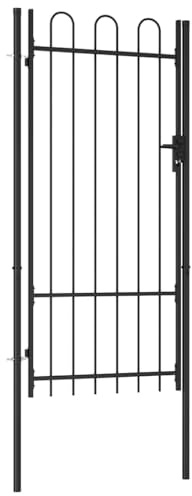 Clôture de jardin - Porte de clôture - En acier - 1 x 2 m - Noir - Pour l'entrée des écoles, des fermes, des pensions
