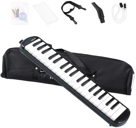 Melodika Musikinstrumente Luftpiano 32-Tasten-Keyboard-Blasmusikinstrument | 2 Mundstücke Blas Melodika, Tasten Mundharmonika, Tragetasche, Leicht, Kompakt, Gestimmtes Blasinstrument Für
