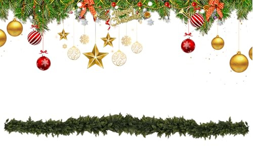 Pine Garland,Artificial Cedar Hanger,Real Touch Artificial Pine Cypress Vines - for Fireplace Mantel Mantle Stairs Home Farmhouse Party