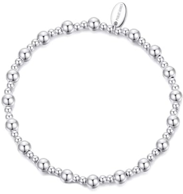 Philip Jones Silver Plated Beaded Stretch Bracelet