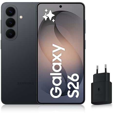 Samsung Galaxy S26, Smartphone Android 5G avec Galaxy AI, 256 Go, Chargeur Secteur Rapide 25W Inclus, Smartphone déverrouillé, Noir, Version FR