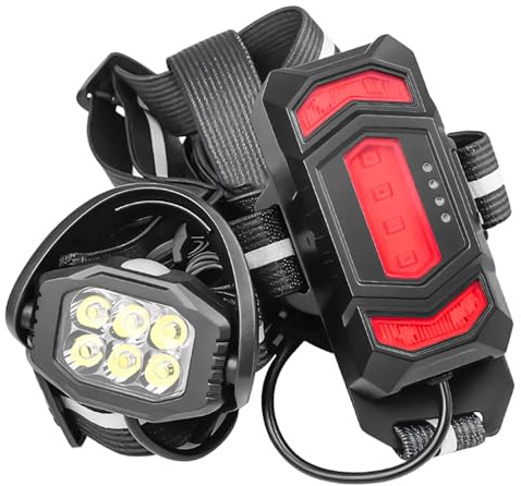 Plyisty Luz de Ciclismo Portátil Correa Reflectante LED Luz de Recargable por USB para Corredores Al Aire de Bicicleta de Carretera Táctica Material ABS Negro 5.4 Oz (Versión de Seis Luces)