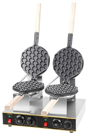 Machine à Gaufres Commerciale Gaufrier à Bulles, Double Tête, Rotatif électrique, above Antiadhésive Et Acier Inoxydable Pour Café, Boutique De Snacks Et Street Food(Double pot)