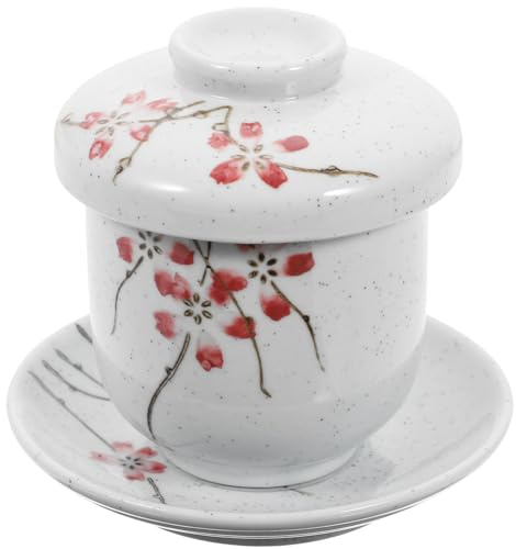 SUPVOX Tasse de Ragoût Japonerie en Céramique avec Couvercle, Bol à Soupe Petit Format, Plateau Assorti, Coquetier Multifonction pour Desserts, Fruits, Salades – Usage la Cuisine et