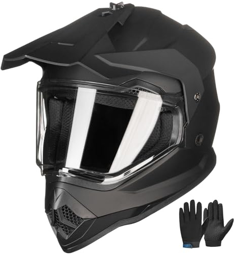 ILM Fullface Kinder Motorradhelm MTB Motocross Helm Downhill Motorrad Helme Dirt Bike Full Face Quad Enduro Crosshelm mit Visier Handschuhe ECE22.06 DOT Modell WS-906