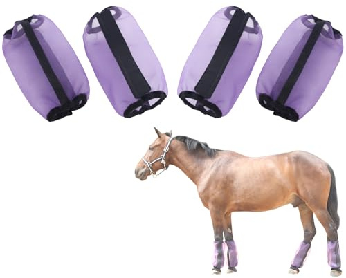 Gallopoff Lot de 4 Guêtres Anti-Taons, Éviter de Taper du Pied, Violet | Mailles Légères et Respirantes, Antidérapantes, ne Provoquent pas D'Irritations, Coupe Ample pour L'Été, Taille Universelle