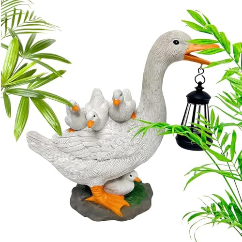 Statue Jardin Solaire - Résistante aux Intempéries et au , Lampe Nuit en Forme de Canard | Figurine d'Extérieur Lumineuse Solaire,pour Anniversaire Terrasse Jardin Arrière-Cour Pelouse Porche Entrée C